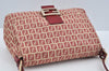 Authentic FENDI Zucchino Mamma Baguette Shoulder Bag Canvas Leather Red L0262