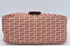 Authentic FENDI Zucchino Mamma Baguette Shoulder Bag Canvas Leather Red L0262