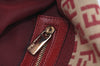 Authentic FENDI Zucchino Mamma Baguette Shoulder Bag Canvas Leather Red L0262