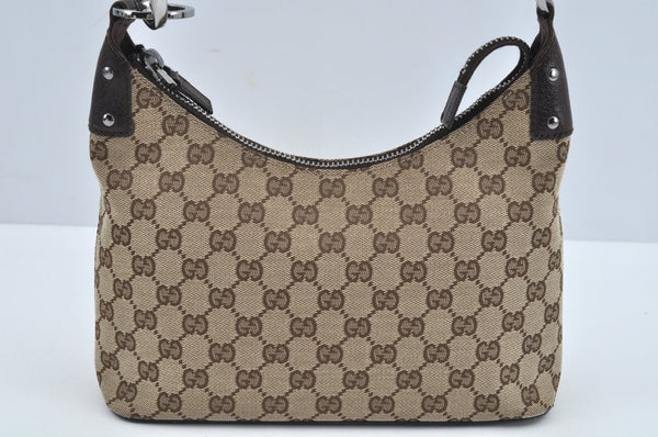 Authentic GUCCI Shoulder Bag GG Canvas Leather Brown L0263