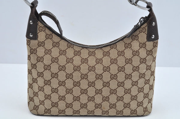 Authentic GUCCI Shoulder Bag GG Canvas Leather Brown L0263