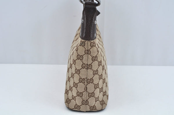 Authentic GUCCI Shoulder Bag GG Canvas Leather Brown L0263