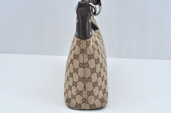 Authentic GUCCI Shoulder Bag GG Canvas Leather Brown L0263