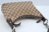 Authentic GUCCI Shoulder Bag GG Canvas Leather Brown L0263