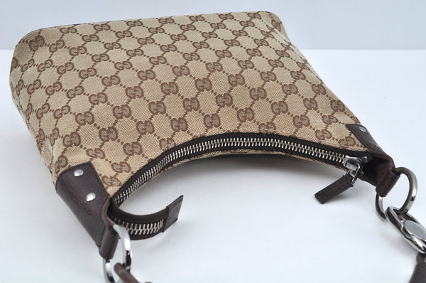 Authentic GUCCI Shoulder Bag GG Canvas Leather Brown L0263