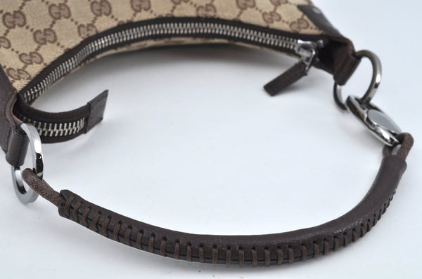 Authentic GUCCI Shoulder Bag GG Canvas Leather Brown L0263