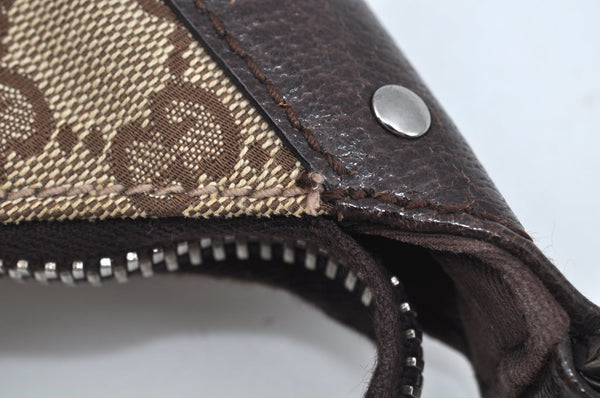 Authentic GUCCI Shoulder Bag GG Canvas Leather Brown L0263
