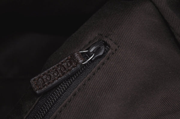 Authentic GUCCI Shoulder Bag GG Canvas Leather Brown L0263