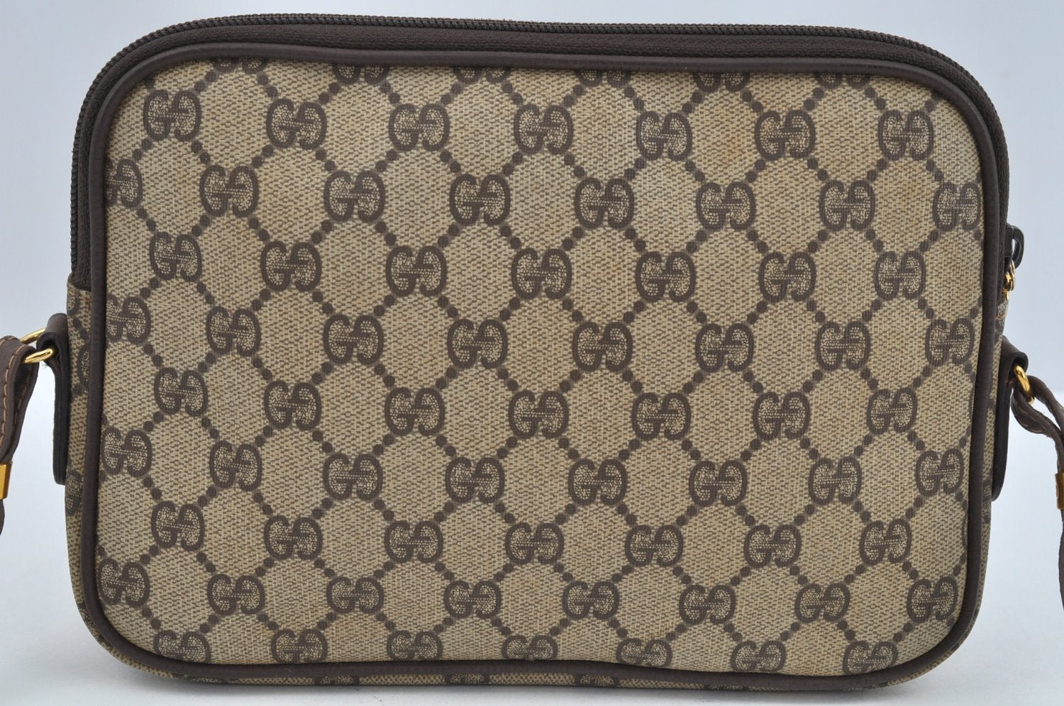 Authentic GUCCI GG Shoulder Cross Body Bag PVC Leather Brown L0265