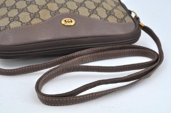 Authentic GUCCI GG Shoulder Cross Body Bag PVC Leather Brown L0265