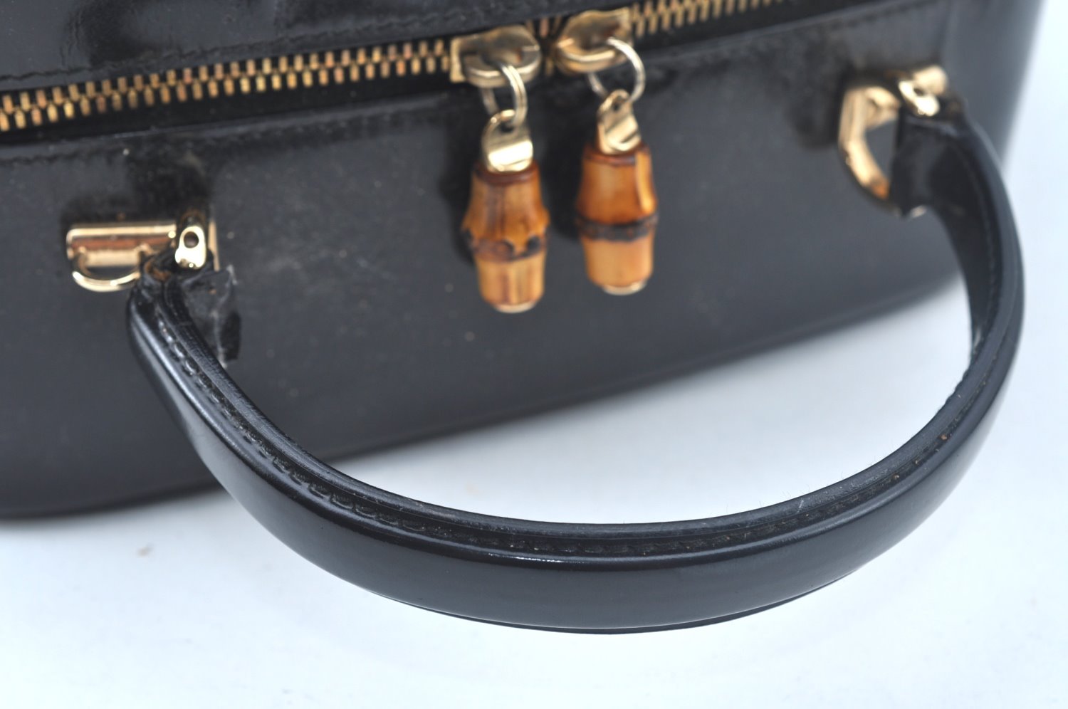 Authentic GUCCI Bamboo 2way Hand Shoulder Bag Leather Black Junk L0266