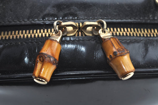 Authentic GUCCI Bamboo 2way Hand Shoulder Bag Leather Black Junk L0266