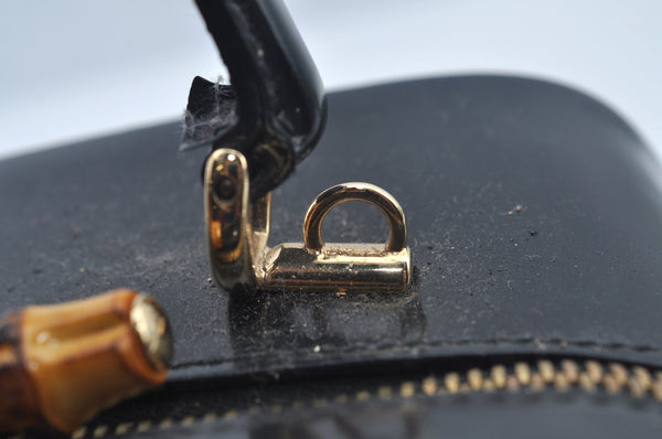 Authentic GUCCI Bamboo 2way Hand Shoulder Bag Leather Black Junk L0266