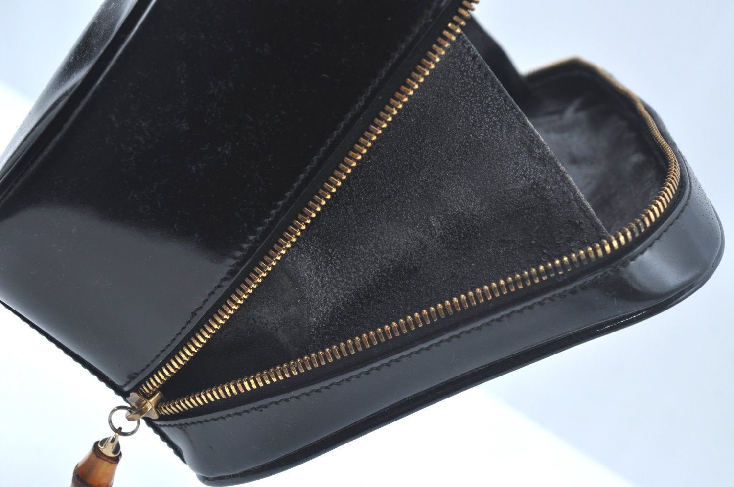 Authentic GUCCI Bamboo 2way Hand Shoulder Bag Leather Black Junk L0266