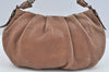 Authentic PRADA Leather Lame Chain Shoulder Hand Bag Beige Pink L0269