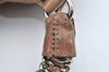 Authentic PRADA Leather Lame Chain Shoulder Hand Bag Beige Pink L0269