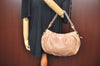 Authentic PRADA Leather Lame Chain Shoulder Hand Bag Beige Pink L0269