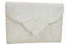 Authentic YVES SAINT LAURENT Clutch Hand Bag Purse Leather White L0270