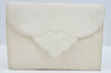 Authentic YVES SAINT LAURENT Clutch Hand Bag Purse Leather White L0270