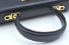 Authentic Salvatore Ferragamo Gancini Leather 2 Way Shoulder Hand Bag Black L0274