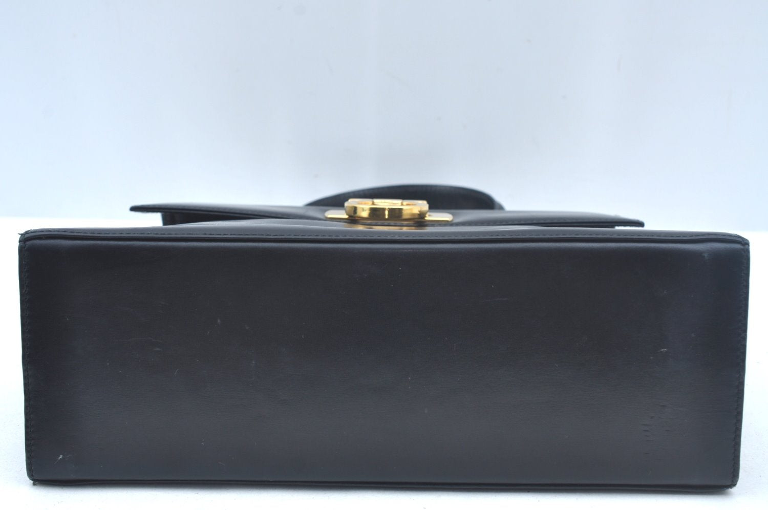 Authentic Salvatore Ferragamo Gancini Leather 2 Way Shoulder Hand Bag Black L0274
