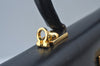 Authentic Salvatore Ferragamo Gancini Leather 2 Way Shoulder Hand Bag Black L0274