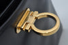 Authentic Salvatore Ferragamo Gancini Leather 2 Way Shoulder Hand Bag Black L0274