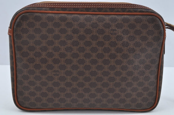 Authentic CELINE Macadam Blason Pattern Clutch Hand Bag PVC Leather Brown L0275