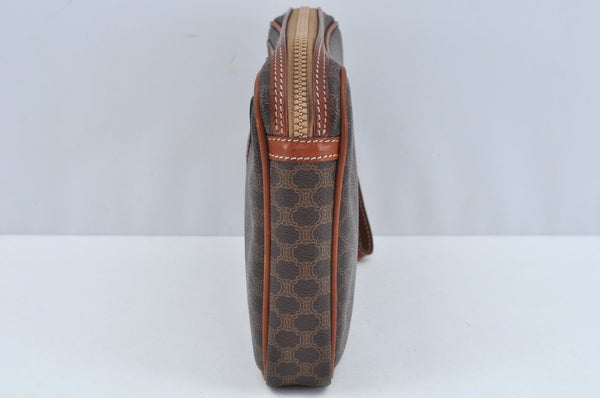 Authentic CELINE Macadam Blason Pattern Clutch Hand Bag PVC Leather Brown L0275