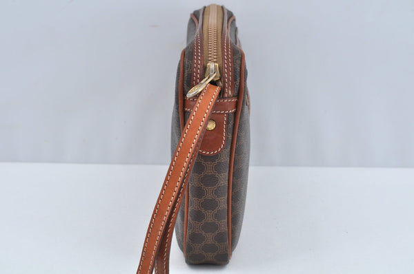 Authentic CELINE Macadam Blason Pattern Clutch Hand Bag PVC Leather Brown L0275