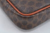 Authentic CELINE Macadam Blason Pattern Clutch Hand Bag PVC Leather Brown L0275
