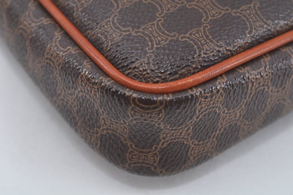Authentic CELINE Macadam Blason Pattern Clutch Hand Bag PVC Leather Brown L0275