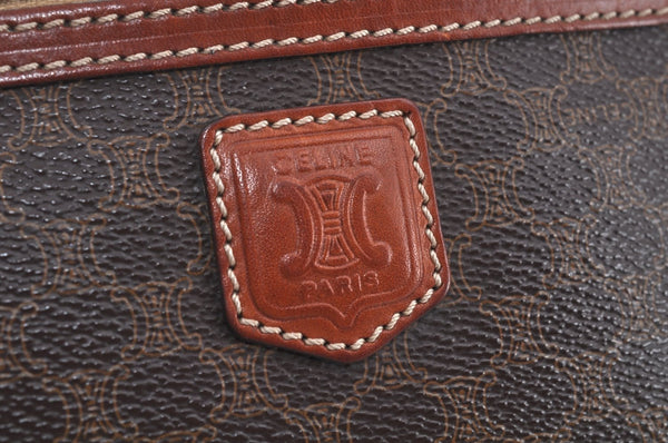 Authentic CELINE Macadam Blason Pattern Clutch Hand Bag PVC Leather Brown L0275