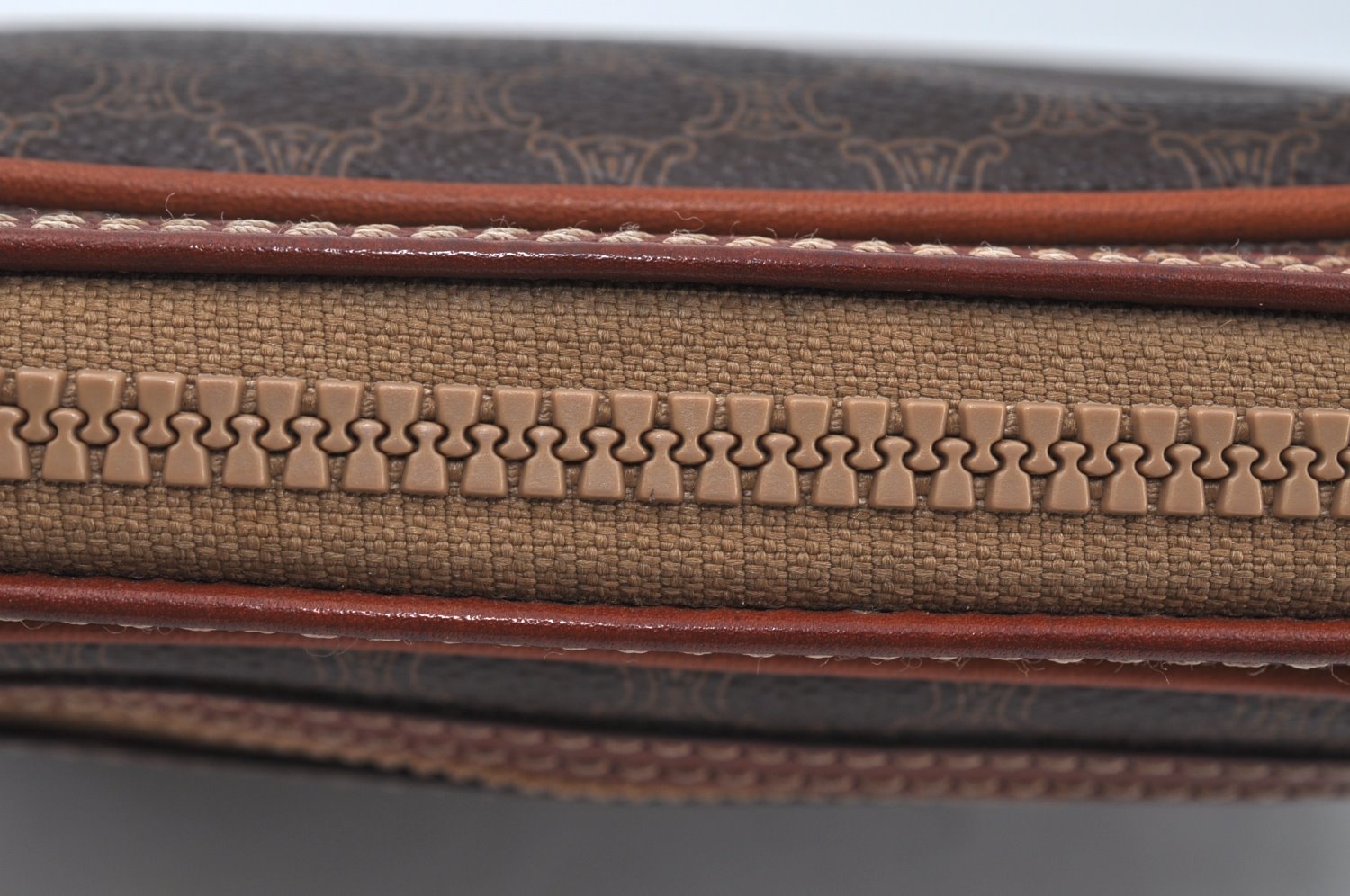 Authentic CELINE Macadam Blason Pattern Clutch Hand Bag PVC Leather Brown L0275