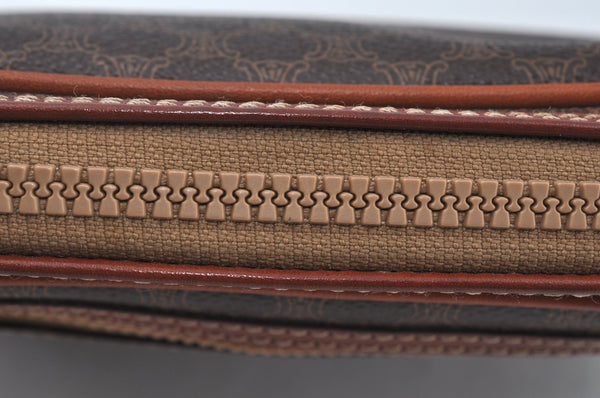Authentic CELINE Macadam Blason Pattern Clutch Hand Bag PVC Leather Brown L0275