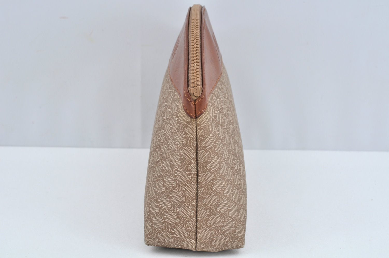 Authentic CELINE Macadam Blason Pattern Clutch Hand Bag PVC Leather Brown L0276