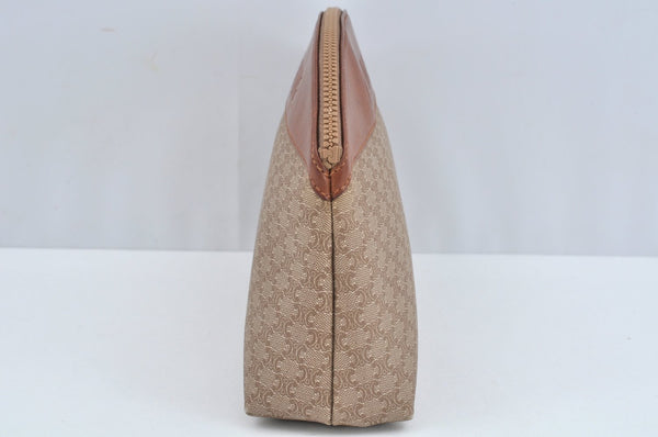 Authentic CELINE Macadam Blason Pattern Clutch Hand Bag PVC Leather Brown L0276