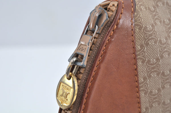 Authentic CELINE Macadam Blason Pattern Clutch Hand Bag PVC Leather Brown L0276