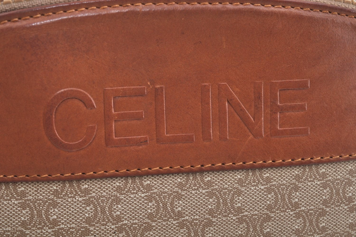 Authentic CELINE Macadam Blason Pattern Clutch Hand Bag PVC Leather Brown L0276