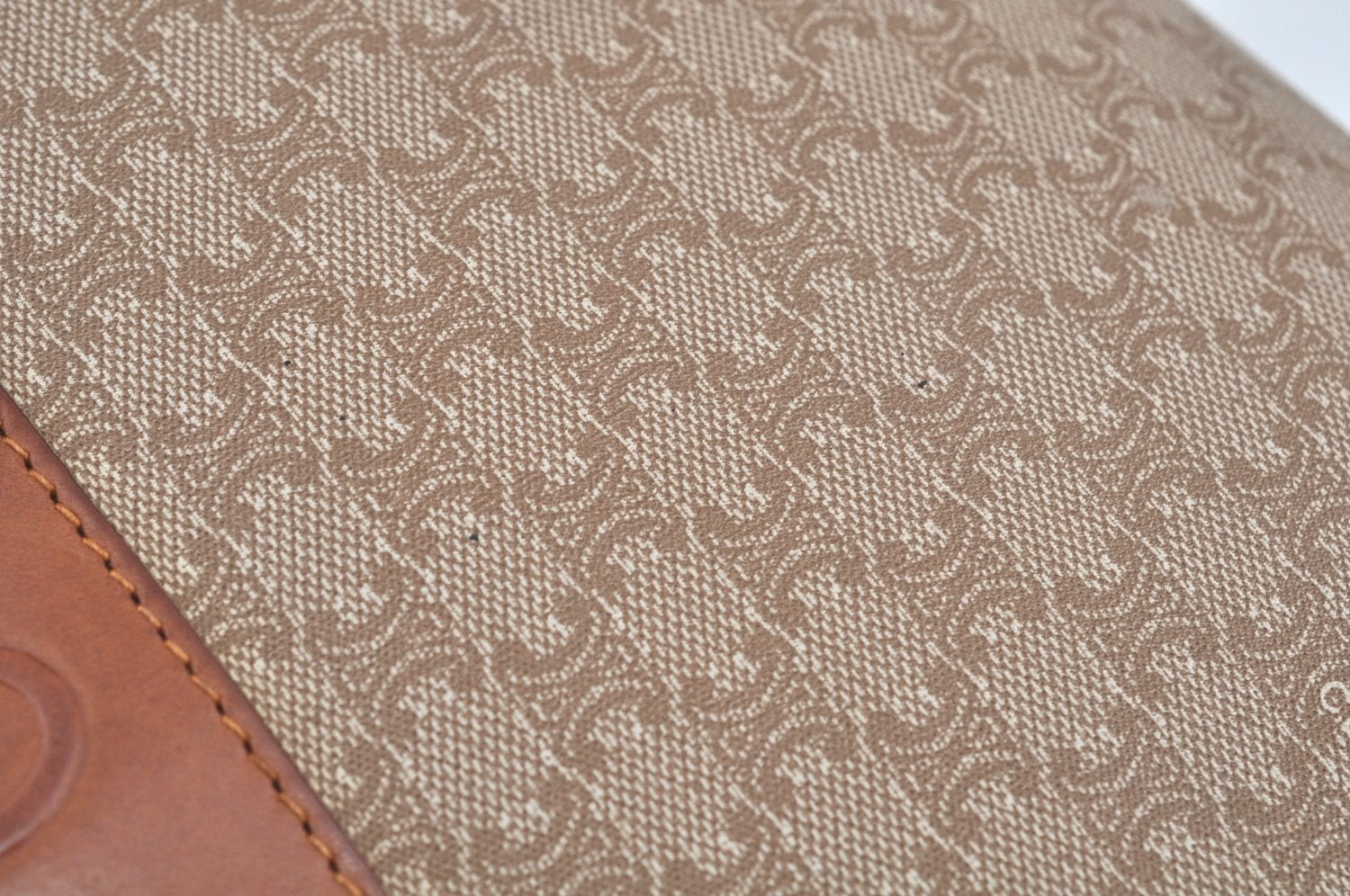 Authentic CELINE Macadam Blason Pattern Clutch Hand Bag PVC Leather Brown L0276