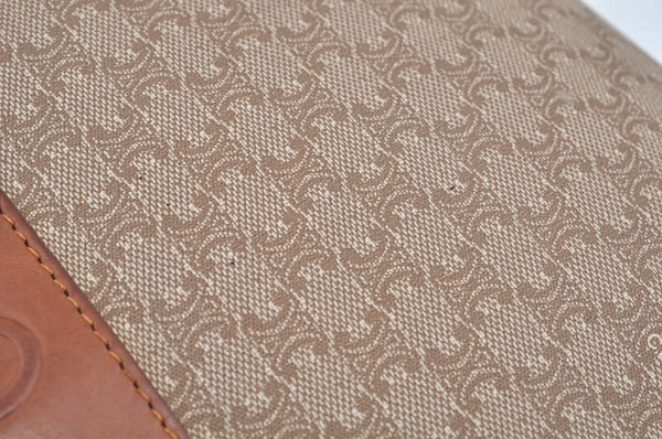Authentic CELINE Macadam Blason Pattern Clutch Hand Bag PVC Leather Brown L0276