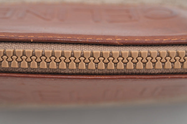 Authentic CELINE Macadam Blason Pattern Clutch Hand Bag PVC Leather Brown L0276