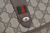 Authentic GUCCI Web Sherry Line GG Clutch Bag PVC Leather Brown L0279