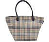 Authentic BURBERRY BLUE LABEL Check Shoulder Tote Bag Nylon Leather Beige L0288