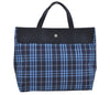 Authentic BURBERRY Check Hand Bag Nylon Leather Blue Navy L0289