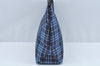 Authentic BURBERRY Check Hand Bag Nylon Leather Blue Navy L0289