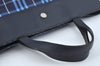Authentic BURBERRY Check Hand Bag Nylon Leather Blue Navy L0289