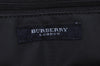 Authentic BURBERRY Check Hand Bag Nylon Leather Blue Navy L0289