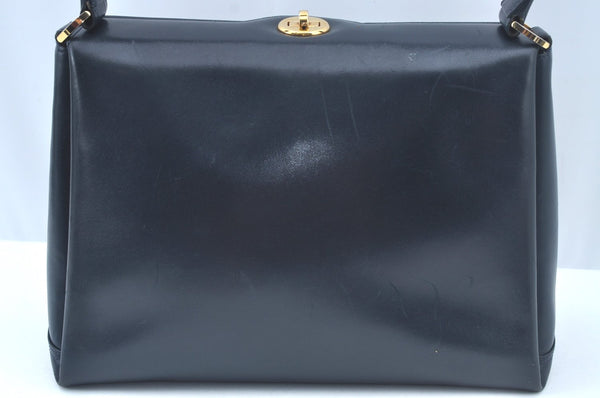 Authentic GUCCI Shoulder Hand Bag Leather Navy Blue L0290