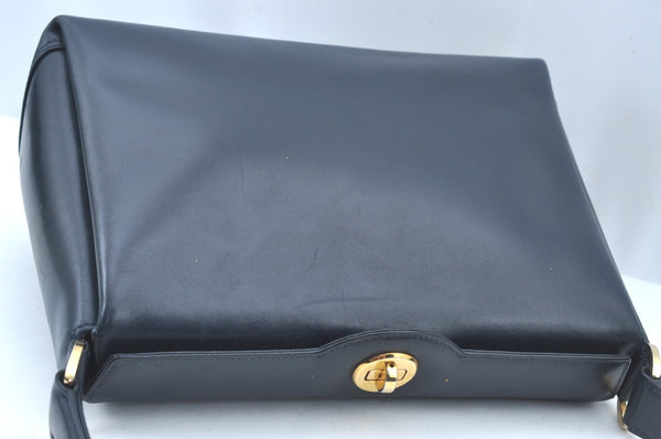 Authentic GUCCI Shoulder Hand Bag Leather Navy Blue L0290